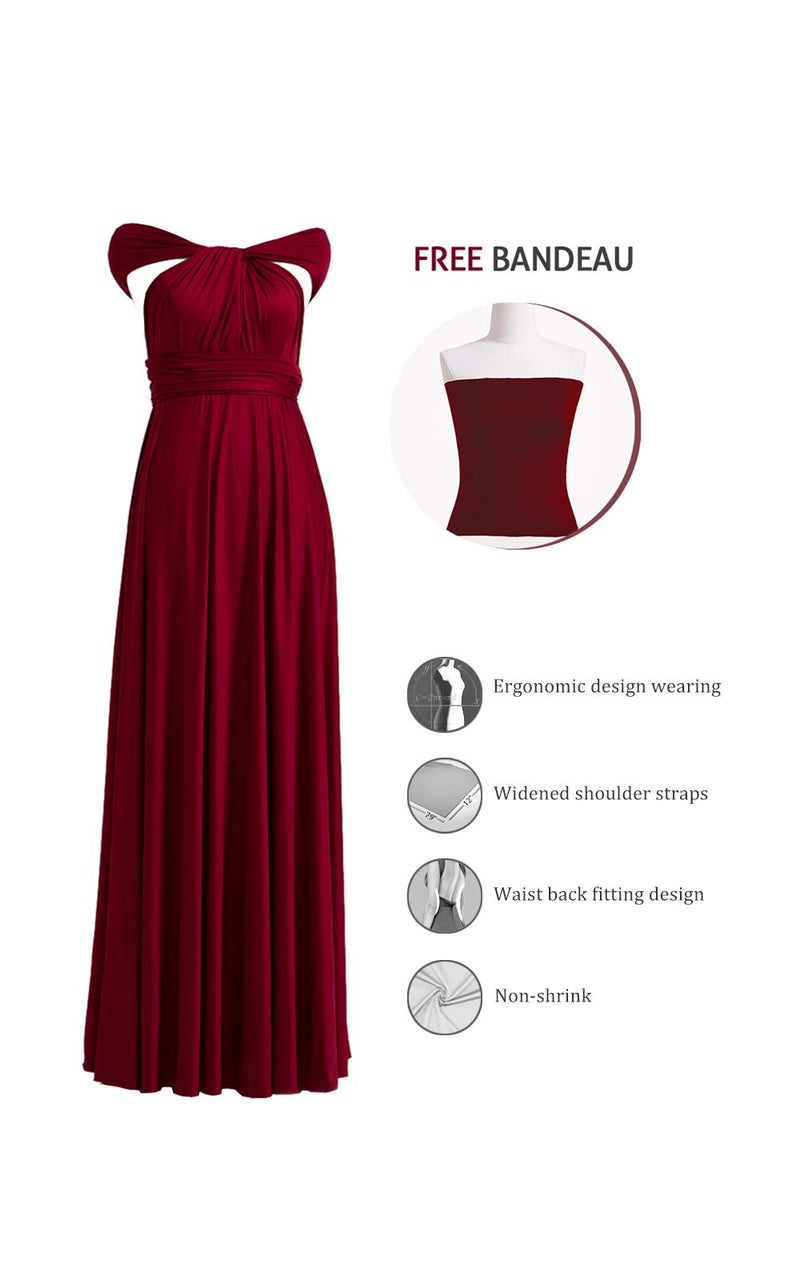 72styles Bridesmaid Dress, Womens Long Bridesmaid Infinity Dress Multi-Way Wedding Convertible Wrap Infinity Cocktail Sexy Party Formal Prom Transformer Gown Gowns Maxi Dress Dresses - Image 2